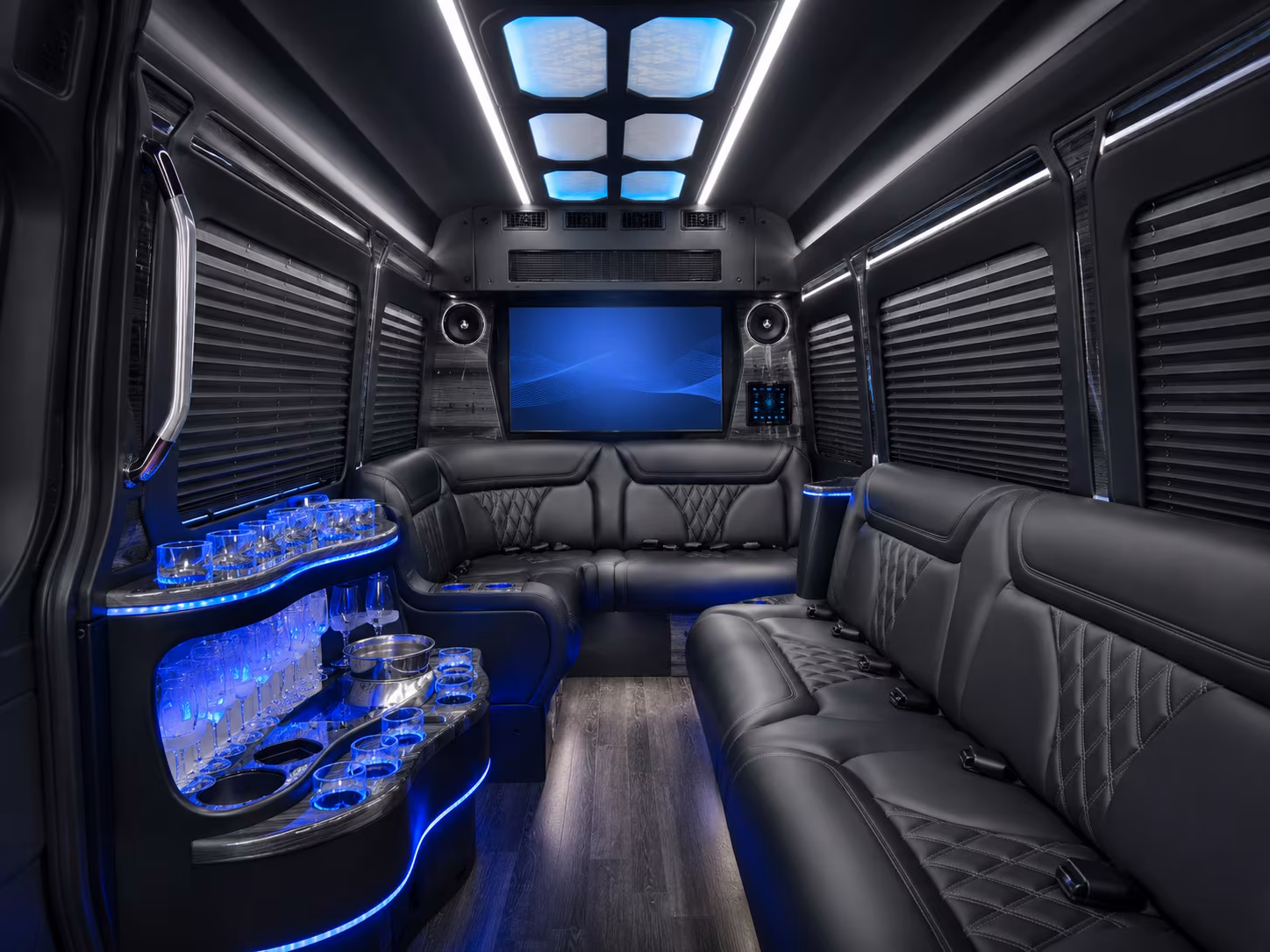 tustin 30 passenger party bus inside